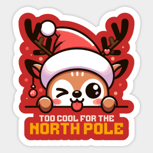 Chill Reindeer: North Pole's Coolest Christmas Holiday Sticker